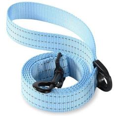 Imagem de Mile High Life Coleira resistente para cães grandes e médios, coleira refletiva para segurança noturna, trelas fortes e duráveis para caminhadas e treinamento (1,8 m x 2,5 cm de largura, azul)