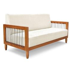 Imagem de Sofá Living 2 Lugares Marilia 1,60m Linho Base Em Madeira Castanho - Pallazio Cor Natural