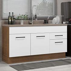 Imagem de Balcão Gabinete de Pia Madesa Agata 150 cm 2 Portas e 2 Gavetas (sem Tampo e Pia) - Rustic/branco