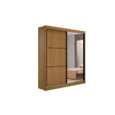 Imagem de Guarda Roupa Solteiro Com Espelho 2 Portas 100% MDF Atenas Cinamomo - D` Doro Móveis