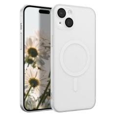 Imagem de UEEBAI Capa transparente fosca ultrafina para iPhone 15 Plus de 6,7 polegadas, 2023 nova capa magnética de carregamento sem fio compatível com Magsafe, capa não amarelada, capa magnética forte,