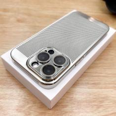 Imagem de Capa de telefone com dissipação de calor respirável revestida para iPhone 15 14 13 12 11 Pro Max 7 8 Plus XR XSMax Capa galvanizada fina e dura, prata, para iPhone 11