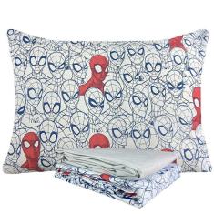 Imagem de Jogo de Cama 100% Algodão Solteiro Estampado Spider Man 1,40 m x 2,10 m Com 3 Peças Lepper