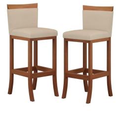 Imagem de Conjunto 02 Banquetas Alta em Madeira Maciça Paris CCS Interiores Pinhão