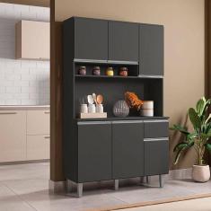 Imagem de Armário Para Cozinha Ambiente Kit Márcia Cinza Fosco - Ajl