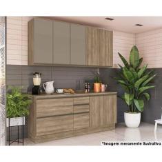 Imagem de Kit de Cozinha 6 Peças Maxxi (2 Armários + 2 Balcões + 2 Complementos) CPT54 Nogal - Kappesberg