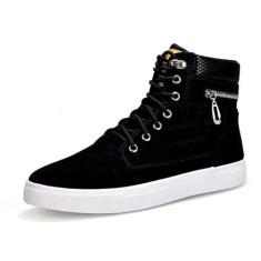 Imagem de Jueshanzj Sapatos de lona masculinos sapatos casuais sapatos de cano alto, Preto, 42