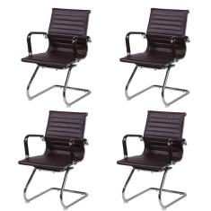 Imagem de Kit 4 Cadeiras para Escritório Interlocutor Base Fixa Esteirinha Sintético 3301 Or Design Café