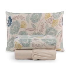 Imagem de Jogo de Lençol Solteiro 3 Peças Percal 300 Fios Estampado Lisboa - Lin