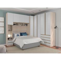 Imagem de Guarda Roupa Casal de Canto 9 Portas e 6 Gavetas Legno Crema com Branc
