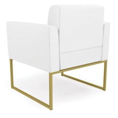 Imagem de Kit 1 Sofá Namoradeira E 1 Poltrona Elisa Corino Base Metálica Industrial Dourado - D`rossi Cor Branco