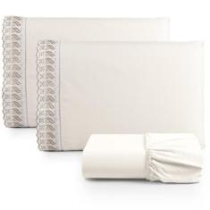 Imagem de Jogo De Lençol Lese Queen Percal 180 Fios 3 Peças - Palha - Santos E L