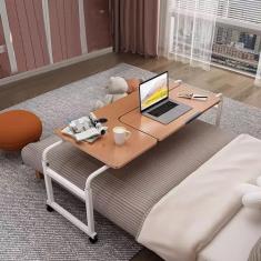 Imagem de SilteD Mesa de cabeceira com rodas, escrivaninha de cabeceira, escrivaninha de computador móvel, mesa de cabeceira ajustável, tampo de mesa inclinável, para casa, quarto, escritório, hospital (cor: