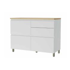 Imagem de Balcão De Cozinha Rainha 1 Porta E 4 Gaveta C/ Tampo 120 Cm Branca/nature - Nesher