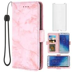 Imagem de Asuwish Compatível com Samsung Galaxy J7 Star J 7 Crown 7J Refine 2018 J7V V 2ª geração e protetor de tela de vidro temperado com suporte para cartão, capas de telefone de mármore para Glaxay Aura