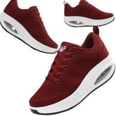 Imagem de Roltte Tênis de caminhada feminino com almofada de ar, sapatos de enfermeira, antiderrapante, para trabalho, tênis para serviço de alimentação, tênis de plataforma, confortável, leve, Vermelho, 35