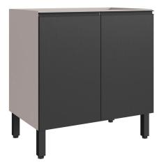 Imagem de Armário de Cozinha 80 Cm 2 Portas 1 Prateleira Fumê/Grafite - Quiditá Móveis