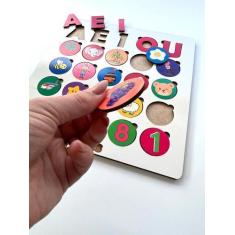 Imagem de Jogo Tabuleiro Das Vogais Com Imagens Mdf 26cm - Altoys