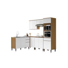 Imagem de Armário De Cozinha Julia Com Paneleiro Torre Para Fornos e Balcão Para Pia Sem Tampo - Leartam Móveis