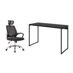 Imagem de conjunto de mesa studio 120 cm com cadeira de escritório diretor giratória light preta