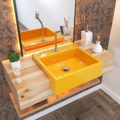 Imagem de Kit Cuba XQ395 Torneira Pratika 1060 Metal 1/4 Volta Compace 