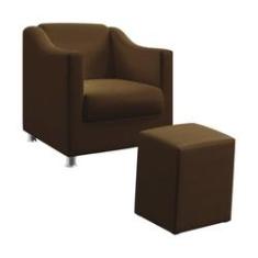 Imagem de Kit Poltrona Alya E Puff Izar Sued Marrom Aradecor