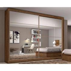 Imagem de Guarda Roupa Casal 2 Portas de Correr e 6 Gavetas c/2 Espelhos Sevilha Braúna - Europa