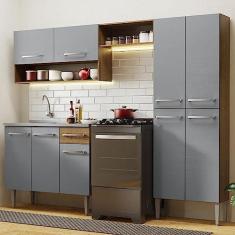 Imagem de Armário de Cozinha Compacta 229cm com Pia Rustic/cinza Emilly Madesa 10