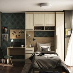 Imagem de Guarda Roupa Modulado Solteiro 5 Portas com Cabeceira Escrivaninha e P