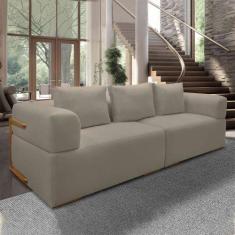 Imagem de Sofá Bipartido 5 Lugares com Almofadas Soltas 300cm Nuuk Linho Avelã G