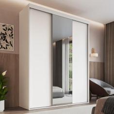 Imagem de Guarda-roupa Casal com Espelho 3 Portas de Correr Rc3105 Branco