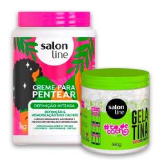Imagem de Kit Creme De Pentear Salon Line Definição Intensa 1kg e Gelatina Salon Line 550g