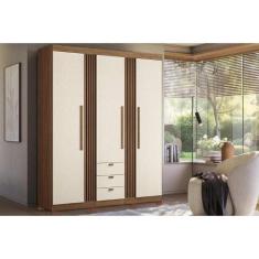 Imagem de Guarda Roupa Solteiro 3 Portas 3 Gavetas C/ Pés 3.3 Aurora Jatoba/Arei