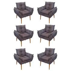 Imagem de Kit 06 Sofás 1 Lugar De Luxo Opala Sala, Quarto Suede Cor:cinza