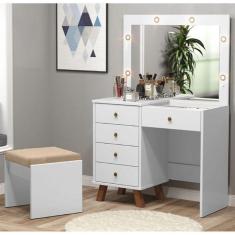 Imagem de Penteadeira Camarim 05 Gavetas Mylli Branca com Banqueta Patrimar