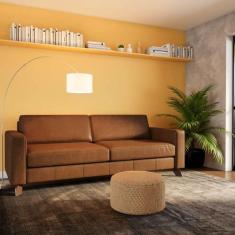 Imagem de Sofá 3 Lugares Macedônia Couro Mel - Mobly