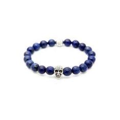 Imagem de Pulseira De Pedra Lápis Lazuli Com Caveira E Beads
