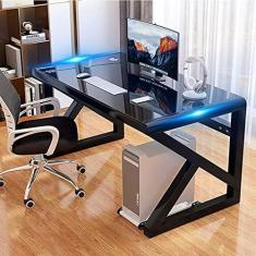 Imagem de Mesa de computador Mesa de mesa de computador, casa simples, mesa de escritório, mesa de estudante simples, mesa de computador de estudo temperado em vidro de quarto, trabalho de escritório em casa e