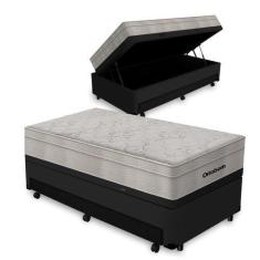 Imagem de Cama Box Baú E Auxiliar Solteiro + Colchão De Molas Ensacadas - Ortobo