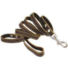 Imagem de Coleira de couro legítimo grosso para cães 1,58 cm de largura 1,82 m, média, grande