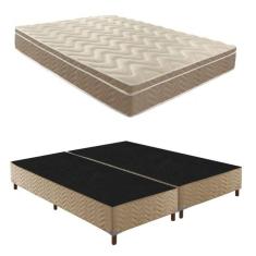 Imagem de Box Queen Florença 42x158x198cm com Colchão Queen Unique Anatômico D28 25x158x198cm Rustico Bege