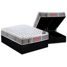 Imagem de Cama Box Baú Queen: Colchão Molas Castor Pocket Light Stress Oxygen Ne
