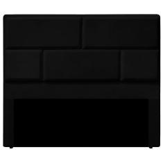 Imagem de Cabeceira Casal Estofada Para Cama Box Jade Veludo Cor Preto