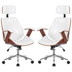 Imagem de 2 Cadeiras Escritório Juliette Presidente Giratória Branca