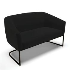 Imagem de Sofá Namoradeira 2 Lugares Base Industrial Preto Stella Linho D03 - D'rossi Cor A79 Preto