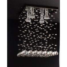 Imagem de Lustre de cristal 30x30 Chuva Reta com 30 cm De Altura em cristais K9 de 30mm