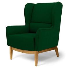 Imagem de Poltrona Decorativa Para Sala de Estar Milena D02 Base de Madeira Veludo Verde Liso B-303 - Lyam Decor