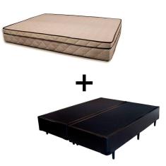 Imagem de Cama Box Casal 138 Bipartido Tecido Sintético Preto Com Colchão Polônia Bello Box - D28 65x138x188