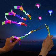 Imagem de Brinquedo Voador Rotativo Helicóptero Led Foguete Lançador Estilingue