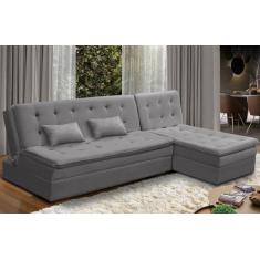Imagem de Sofá Cama King 5 Lugares 2,70m Alice Suede Cinza Adonai Estofados